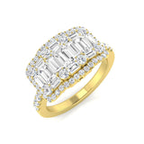 Baguette & Round Diamond Cluster Ring 1.5ct Halo Luxury UK