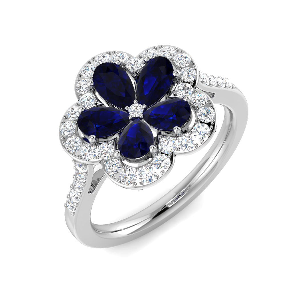 Diamond Chelkea Blue Sapphire Ring | 1.5ct - 1.75ct
