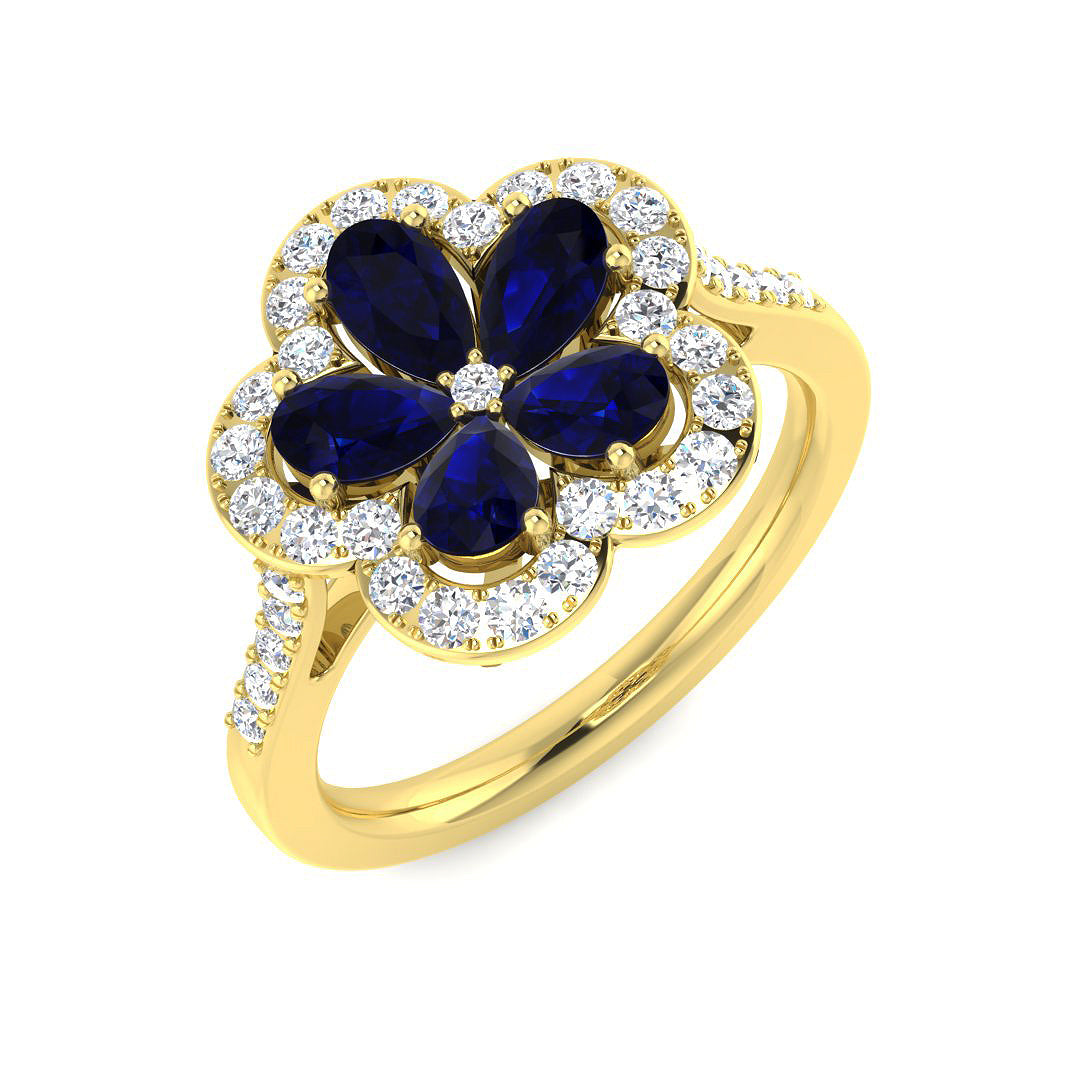 Diamond Chelkea Blue Sapphire Ring | 1.5ct - 1.75ct