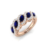 Oval Blue Sapphire Multi Stone Ring