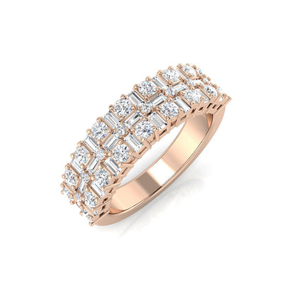 1.10ct Lab-Grown Baguette and Round Cut D/VVS Diamond Bar Set Half Eternity Ring.