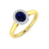Oval Cut Blue Sapphire Halo Ring for Gift