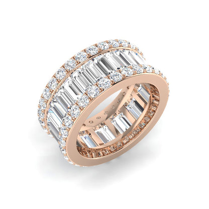 4.60ct Lab-Grown Baguette and Round Cut D/VVS Diamond Full Eternity Ring.