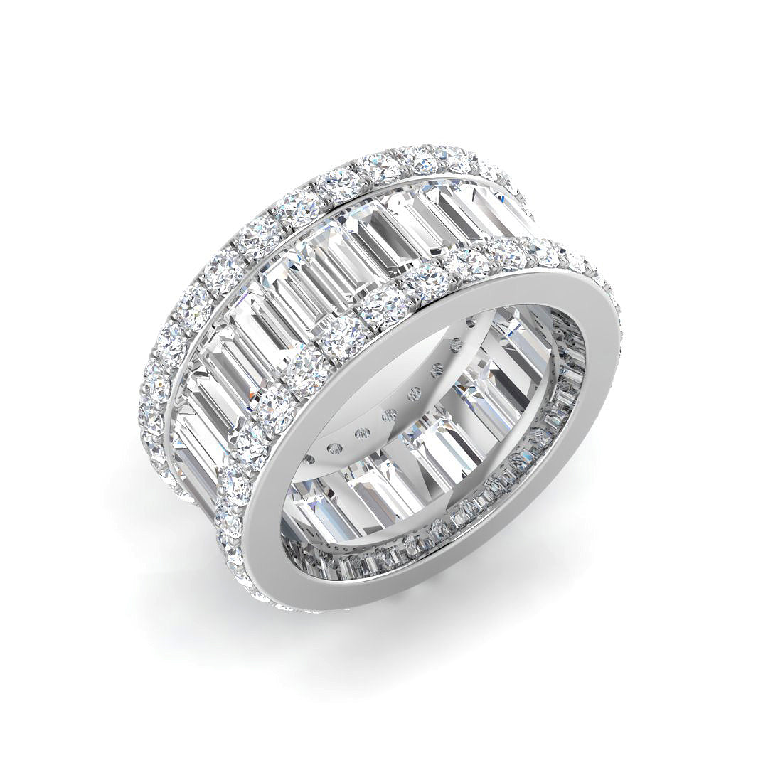 4.60ct Lab-Grown Baguette and Round Cut D/VVS Diamond Full Eternity Ring.