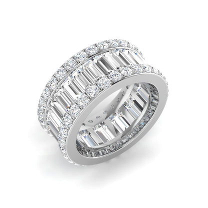 4.60ct Lab-Grown Baguette and Round Cut D/VVS Diamond Full Eternity Ring.