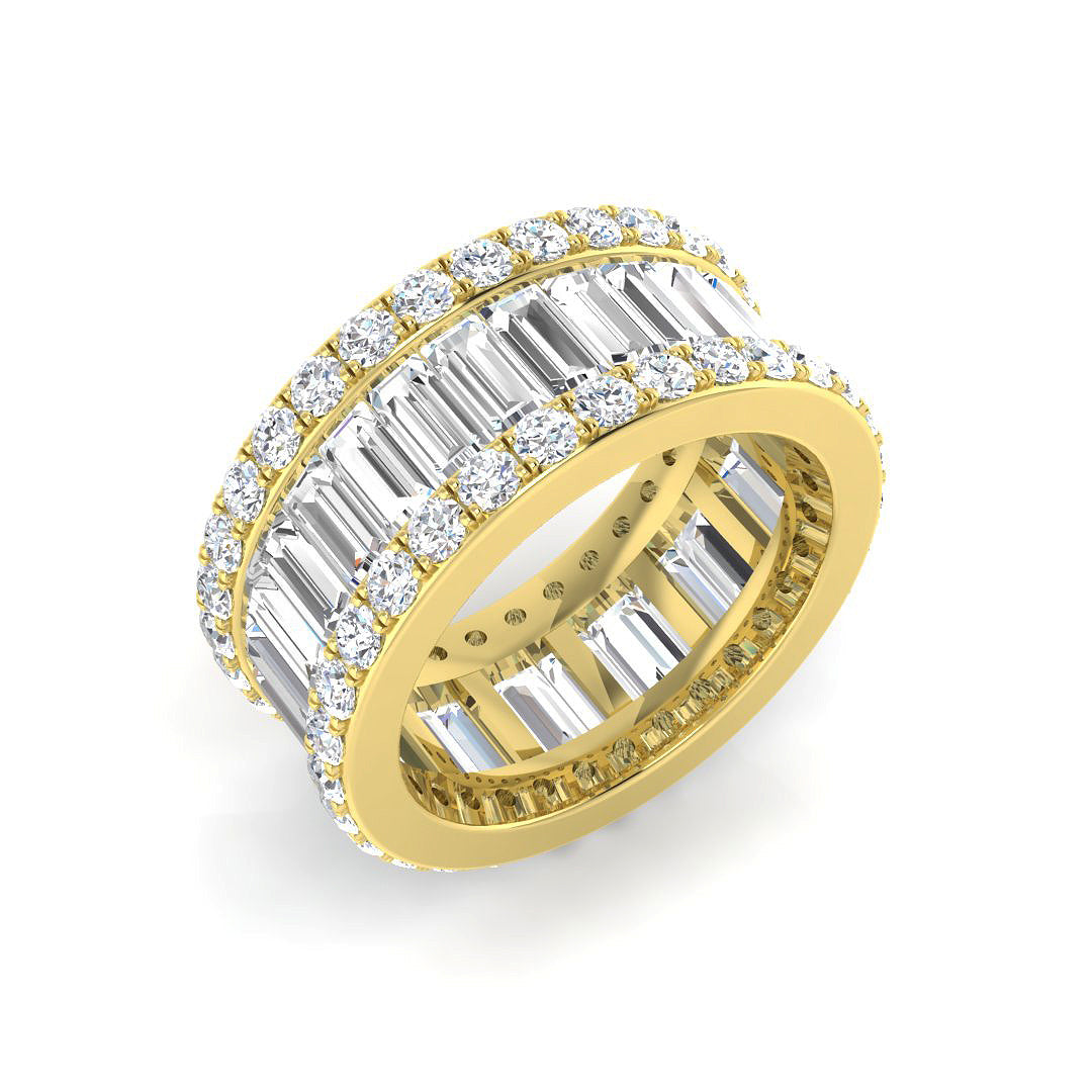 4.60ct Lab-Grown Baguette and Round Cut D/VVS Diamond Full Eternity Ring.