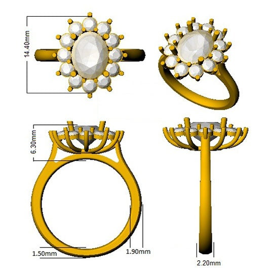 Champagne Diamond Halo Engagement Ring | Oval Cut | 1.75ct - 2.75ct