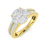 Natural Princess & Marquise Cut Diamond Cluster Engagement Ring For Women