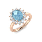 Aquamarine Halo Enagament Ring |Oval Cut| 0.5ct - 5ct