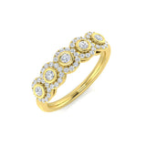 5 Stone Diamond Ring 0.33ct Bezel Halo Band UK Hallmarked