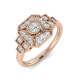 Vintage-Style Diamond Halo Ring | Round Diamonds | Gold & Platinum