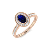 Milgrain Blue Sapphire Diamond Ring