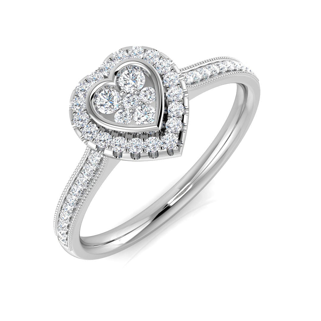 Round Diamond Halo Cluster Ring 0.2ct UK Hallmarked Gold
