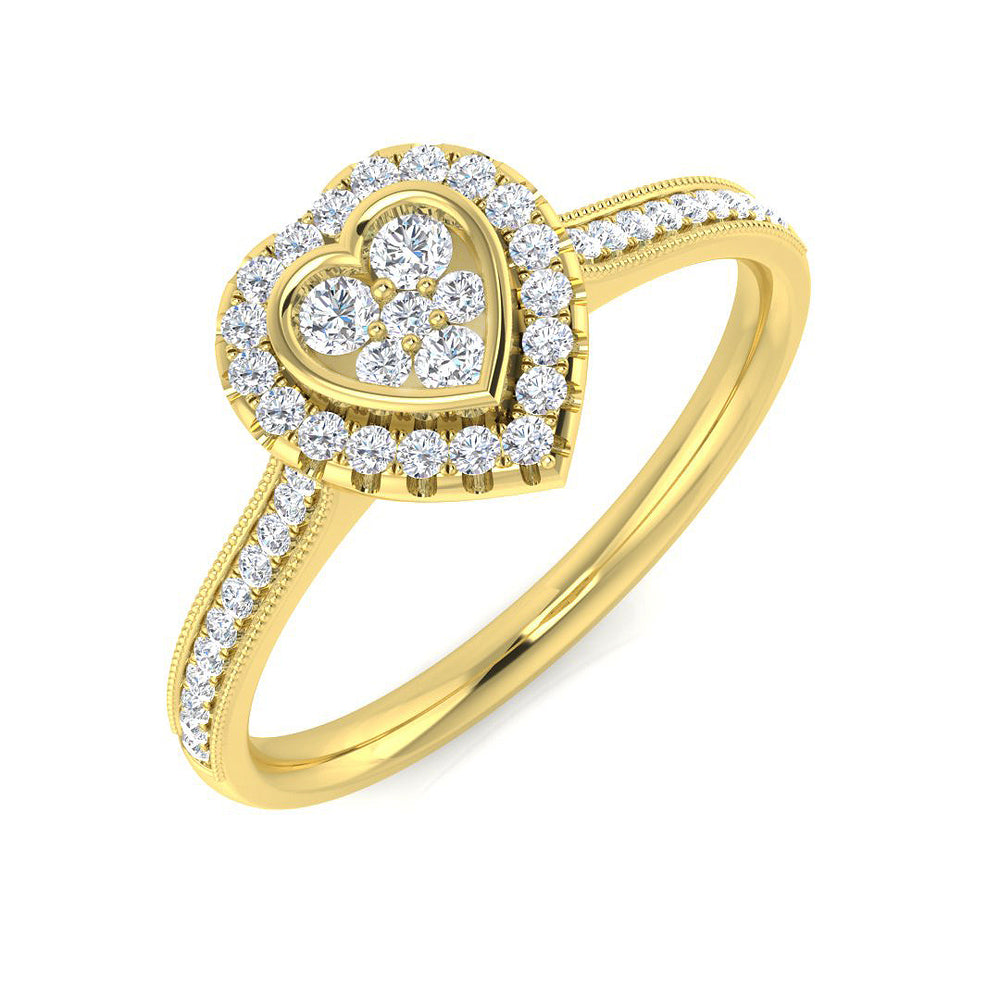 Natural Round Cut Diamond Cluster Engagement Heart Shape Ring