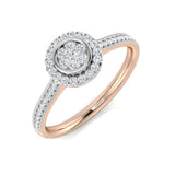 Luxury Round Diamond Halo Cluster Ring 0.2ct Milgrain Band UK
