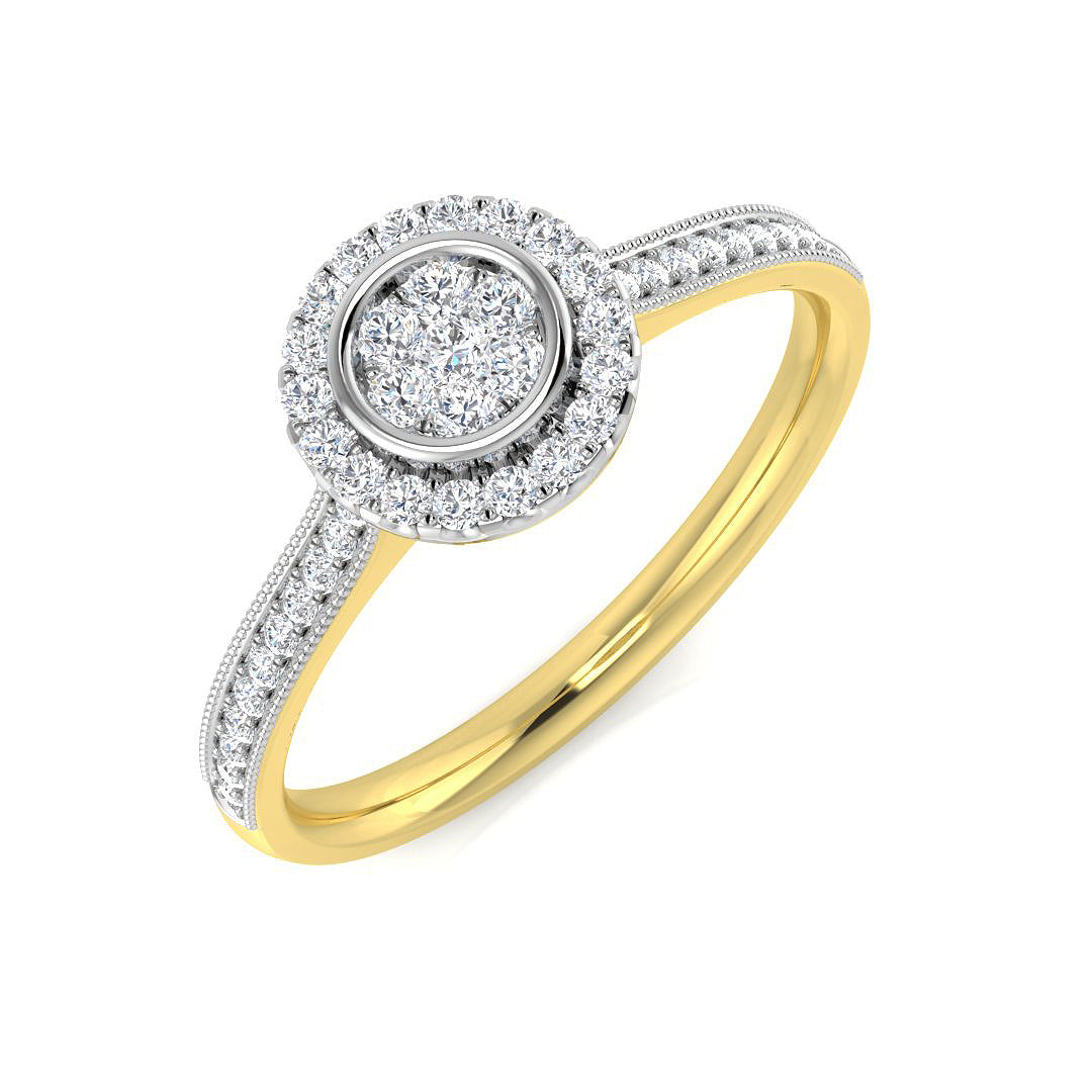 Natural Round Cut Diamond Cluster Engagement Ring