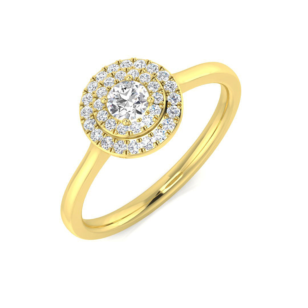 Natural Round Cut Diamond Halo Engagement Ring