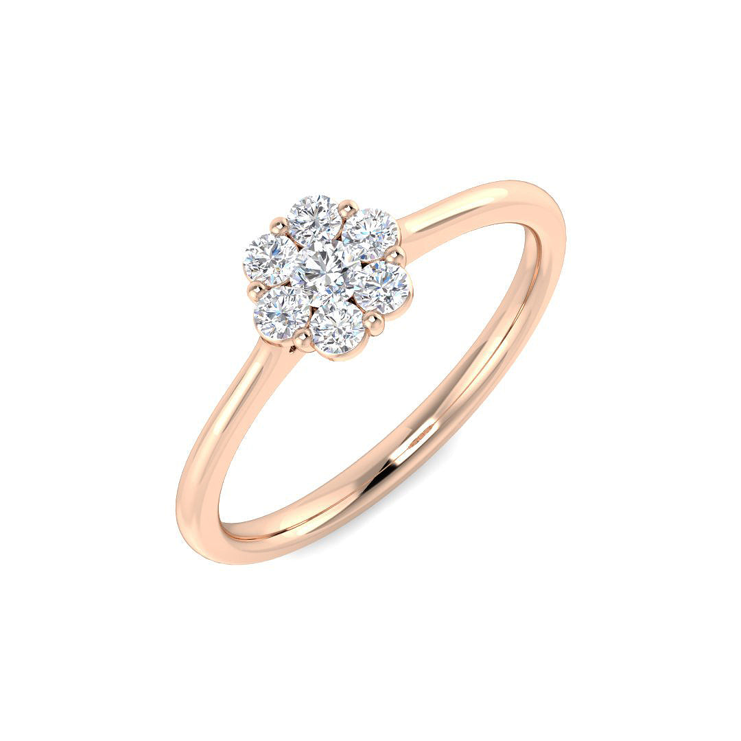 Natural Round Cut Diamond Cluster Engagement Ring