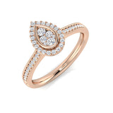 Natural Round Cut Diamond  Pear Shape Cluster Engagement Ring