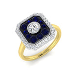 Sapphire Cluster Ring with Round Diamond Centre