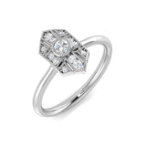 Art Deco Hexagon Diamond Cluster Ring 0.15ct | UK Hallmarked