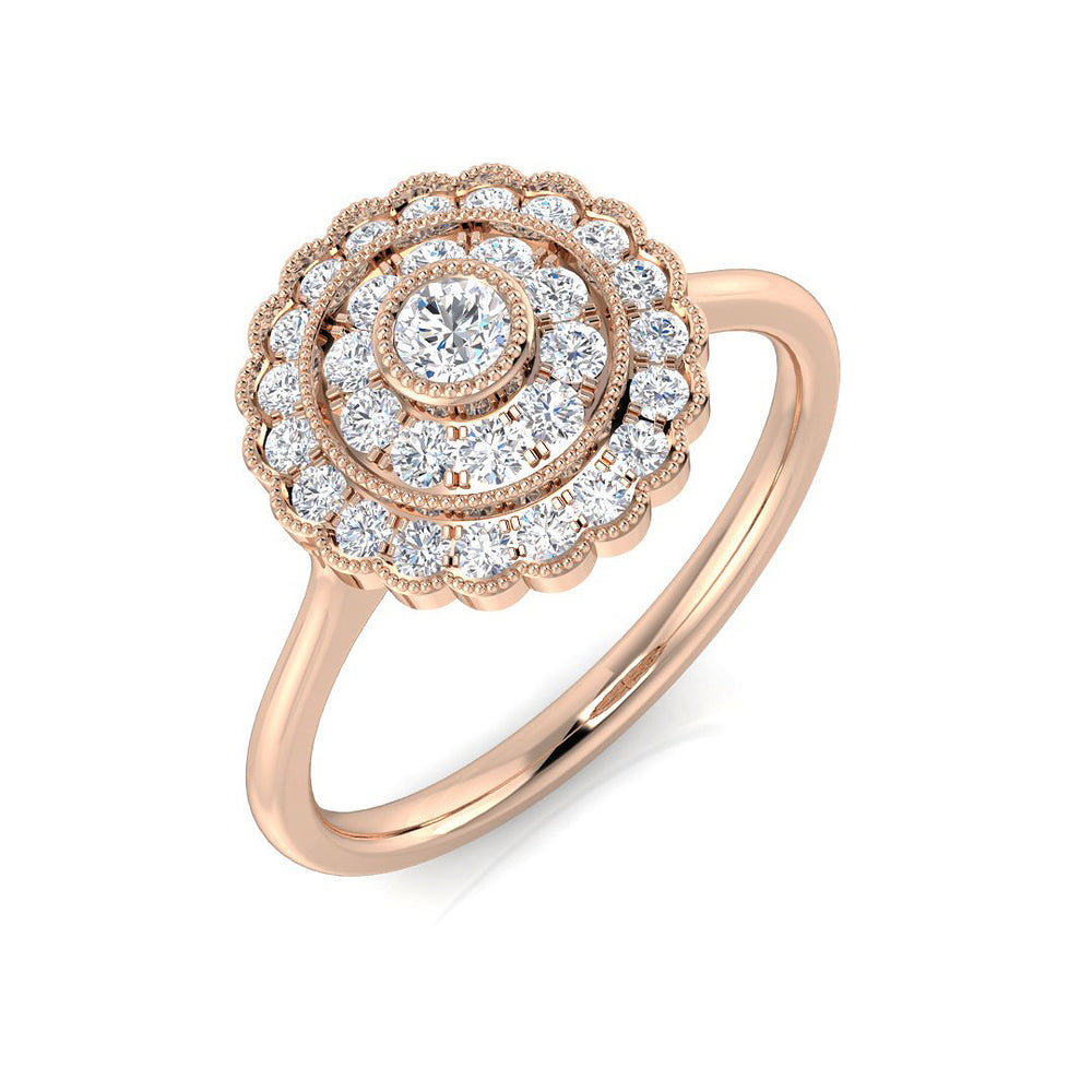 Natural Round Cut Diamond Cluster Engagement Ring