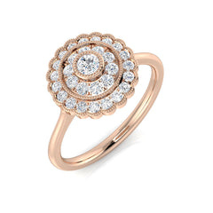 Natural Round Cut Diamond Cluster Engagement Ring