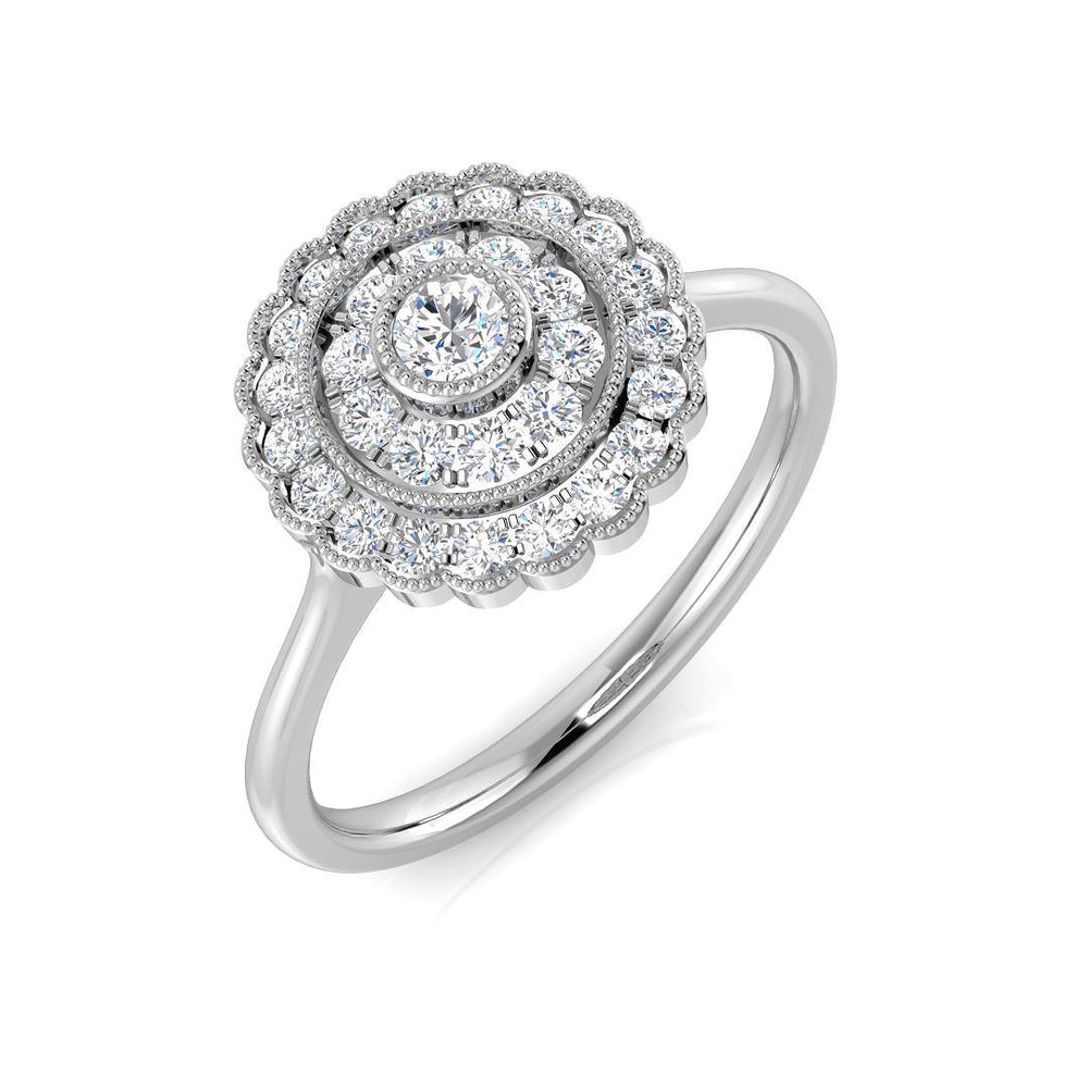 Natural Round Cut Diamond Cluster Engagement Ring