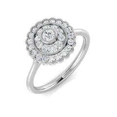 Natural Round Cut Diamond Cluster Engagement Ring