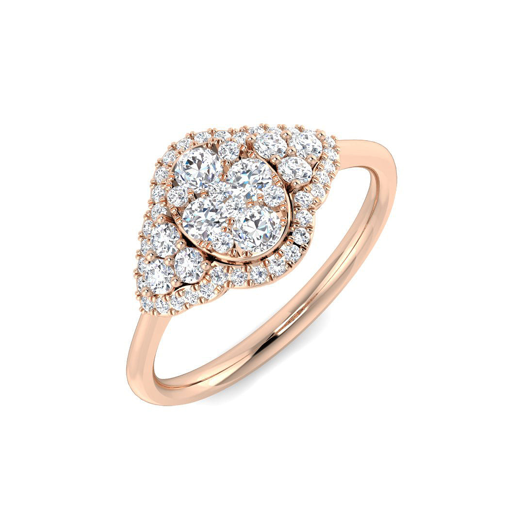 Round Cluster Halo Ring 0.5ct | UK Hallmarked Diamond