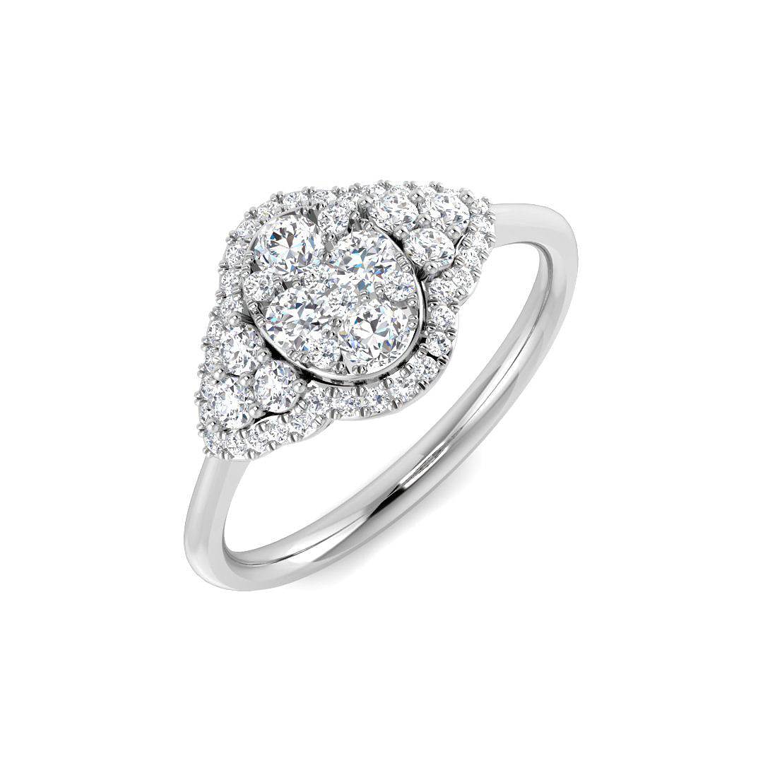 Natural Round Cut Diamond Cluster Engagement Ring