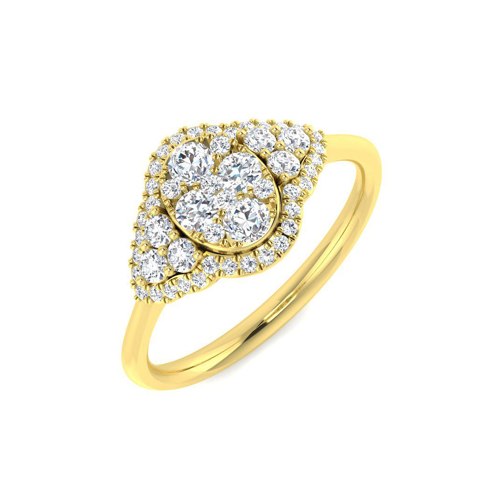 Natural Round Cut Diamond Cluster Engagement Ring