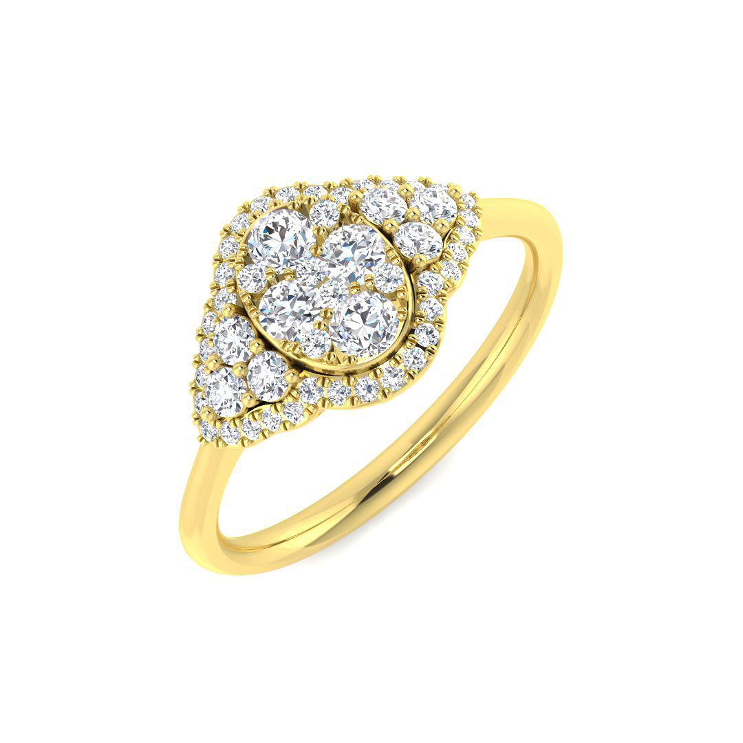 Round Cluster Halo Ring 0.5ct | UK Hallmarked Diamond