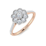 Floral Halo Diamond Ring 0.50ct | Round Cluster Flower Design | UK Hallmarked