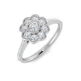 Floral Halo Diamond Ring 0.50ct | Round Cluster Flower Design | UK Hallmarked