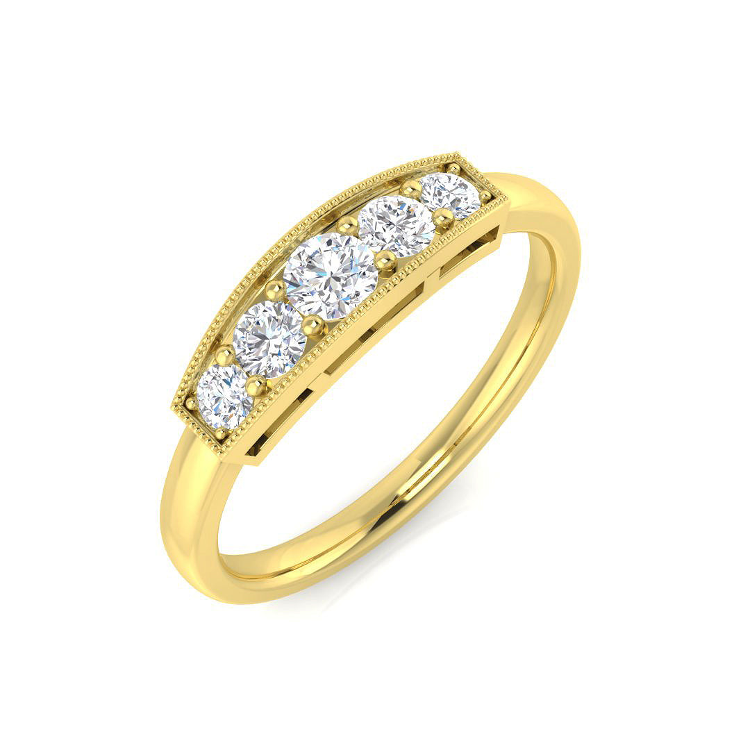 5-Stone Ring Lab Grown Diamond 0.34-0.51ct D/VVS Round Cut