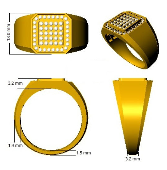 Lab-Grown Round Cut Diamond Signet Ring | 0.50ct | Hallmarked Gold & Platinum