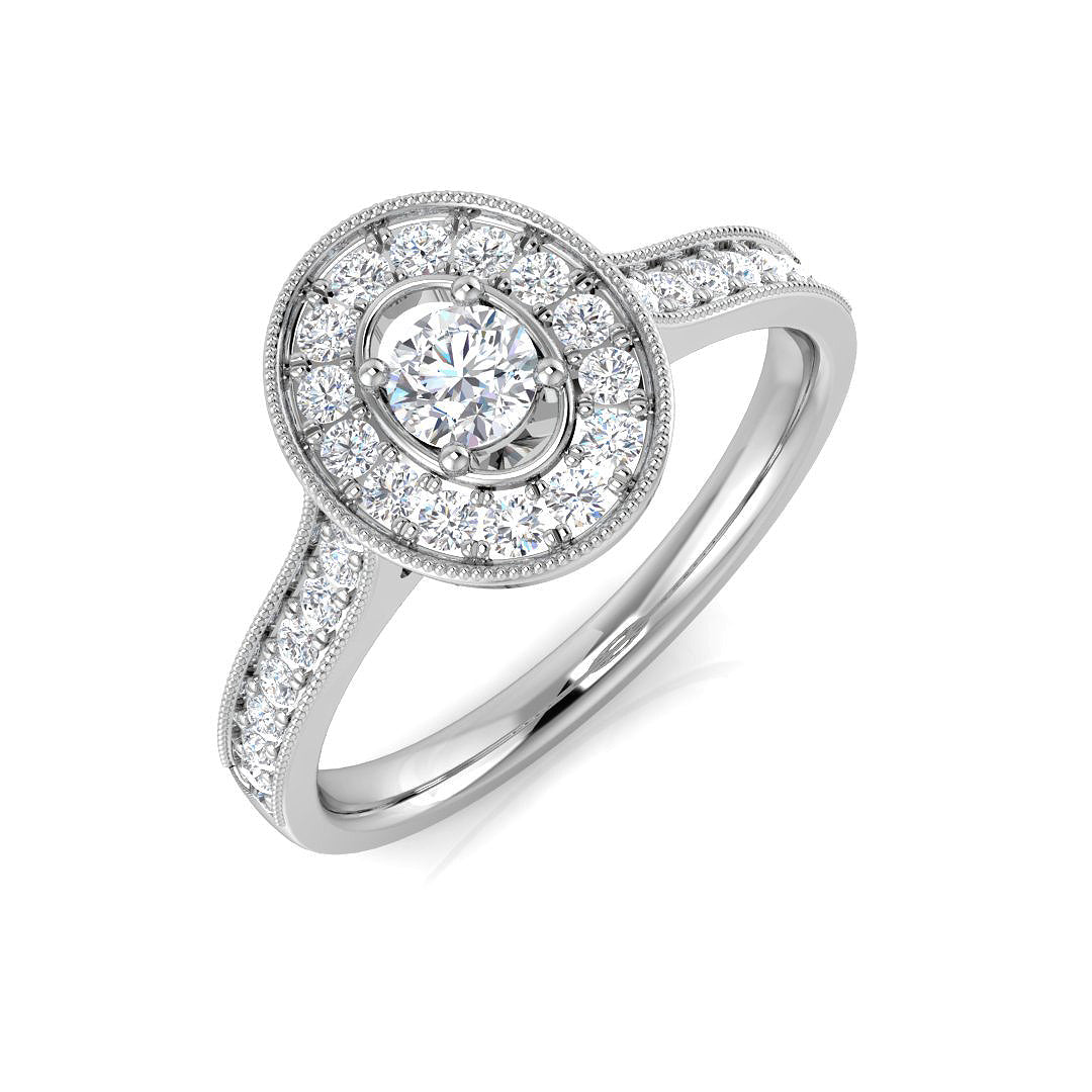 Round Halo Diamond Engagement Ring 0.33ct | UK Hallmarked Gold