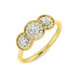 Verlobungsring mit natürlichem, rund geschliffenem Diamanten und Halo-Fassung