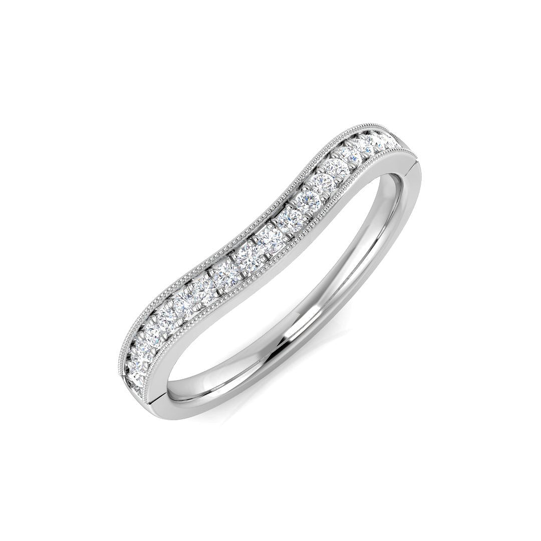 Curved Diamond Wedding Band 0.15ct | Stackable UK Hallmarked Gold & Platinum