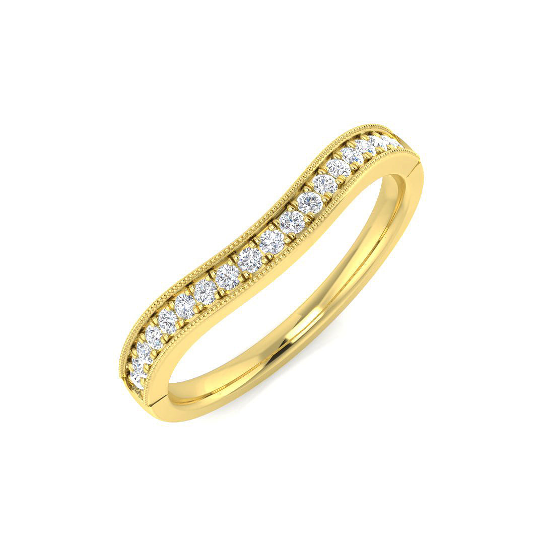 Curved Diamond Wedding Band 0.15ct | Stackable UK Hallmarked Gold & Platinum