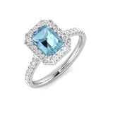Blue Topaz Halo Diamond Engagement Ring | Split Shank | 1.25ct - 1.5ct
