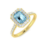 Blue Topaz Halo Diamond Engagement Ring | Split Shank | 1.25ct - 1.5ct