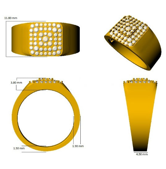 Men’s Diamond Ring UK with diamond halo and pavé accents