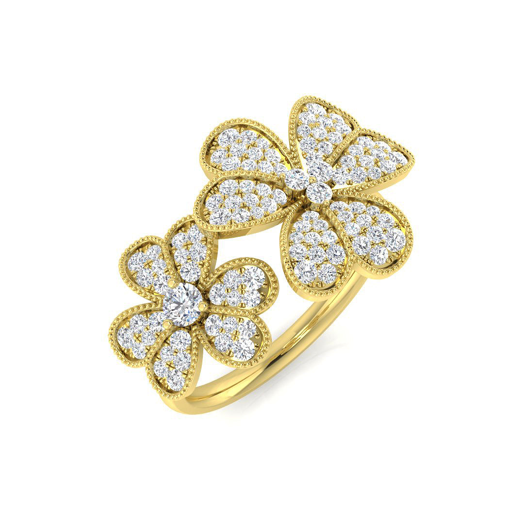 Double Flower Diamond Cluster Ring 0.50–0.75ct | Vintage Style