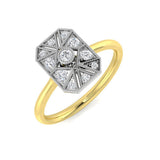 Art Deco Starburst Hexagon Diamond Ring 0.20ct | UK Hallmarked
