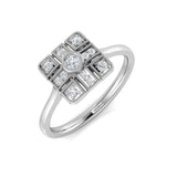 Art Deco Square Halo Diamond Vintage Cluster Ring | 0.15ct | Hallmarked Gold & Platinum