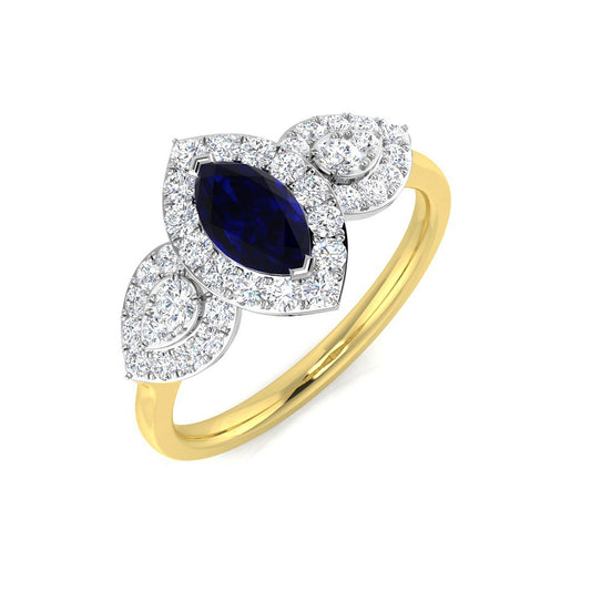 Marquise Sapphire And Round Diamond Halo Ring | Lab-Grown & Natural Diamonds