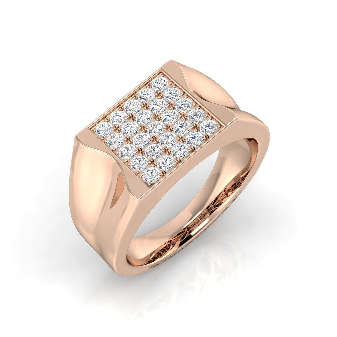 Men’s Diamond Pave Set Signet Ring in Gold & Platinum | Luxury Jewelry for Him