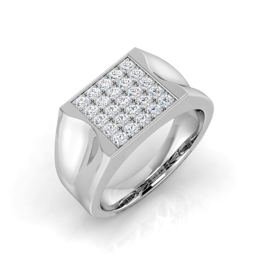 Men’s Diamond Pave Set Signet Ring in Gold & Platinum | Luxury Jewelry for Him